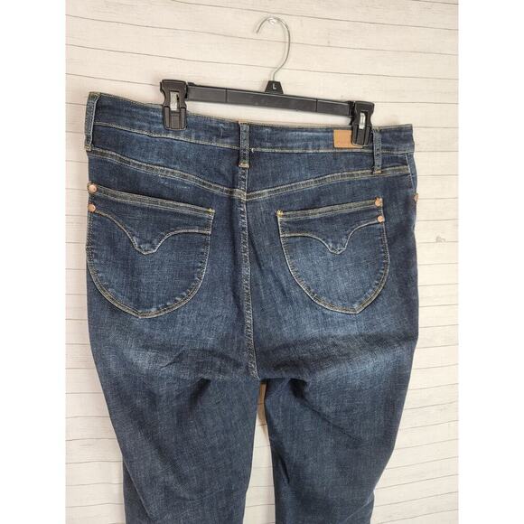JUDY BLUE DARK WASH RAW HEM SKINNY JEANS, SZ 13/31 - Picture 7 of 16